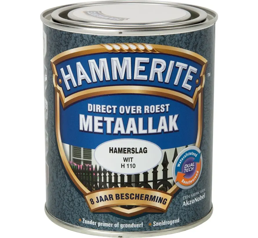 Hammerite Metaallak Hamerslag Wit H110 - 250 ML