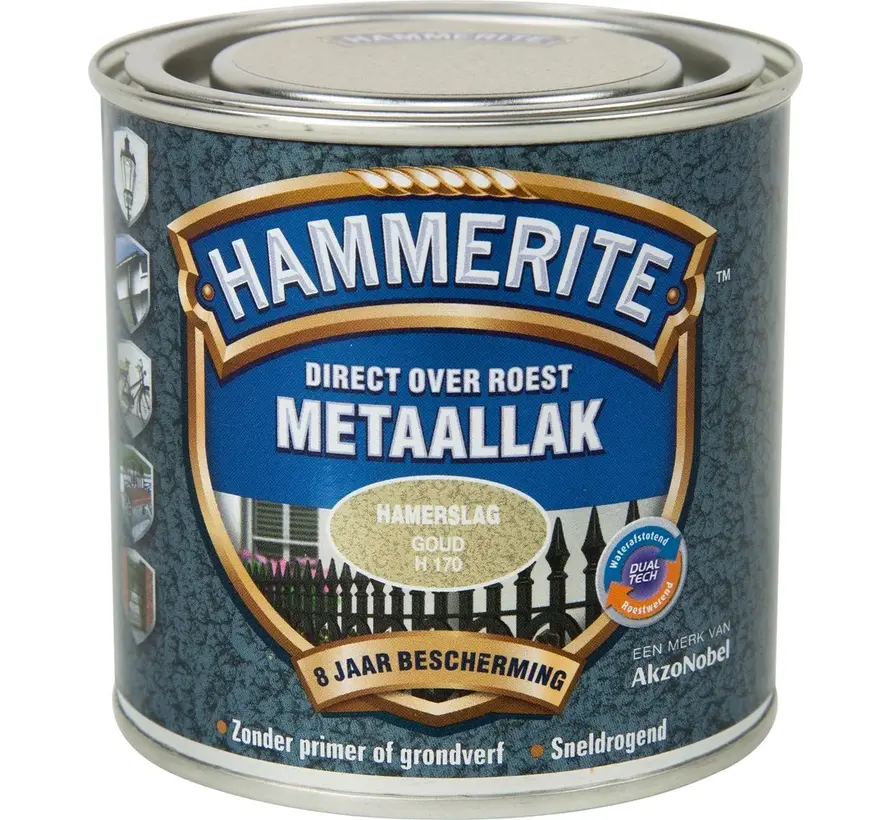 Hammerite Metaallak Hamerslag Goud H170 - 250 ML