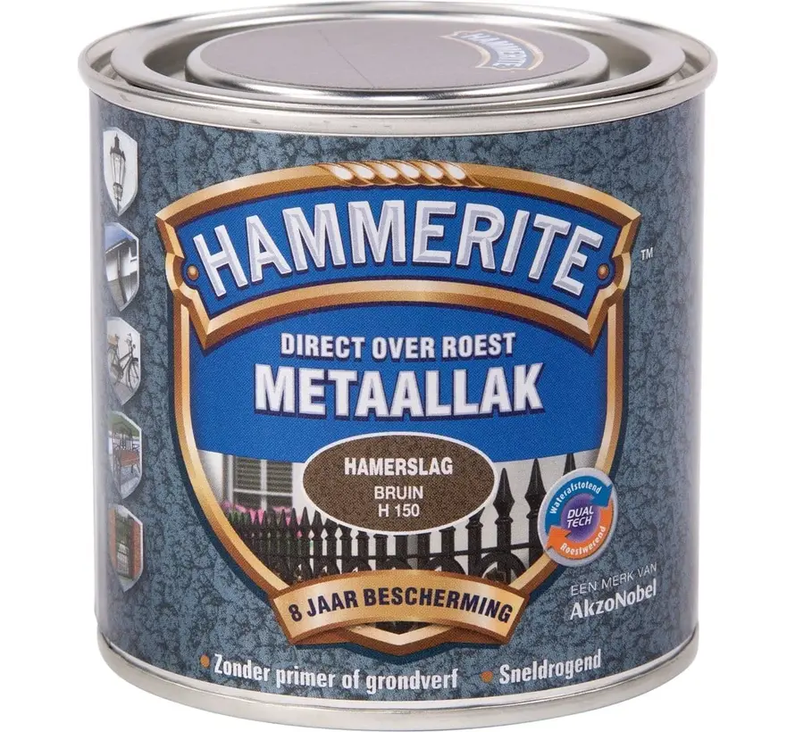 Hammerite Metaallak Hamerslag Bruin H150 - 250 ML