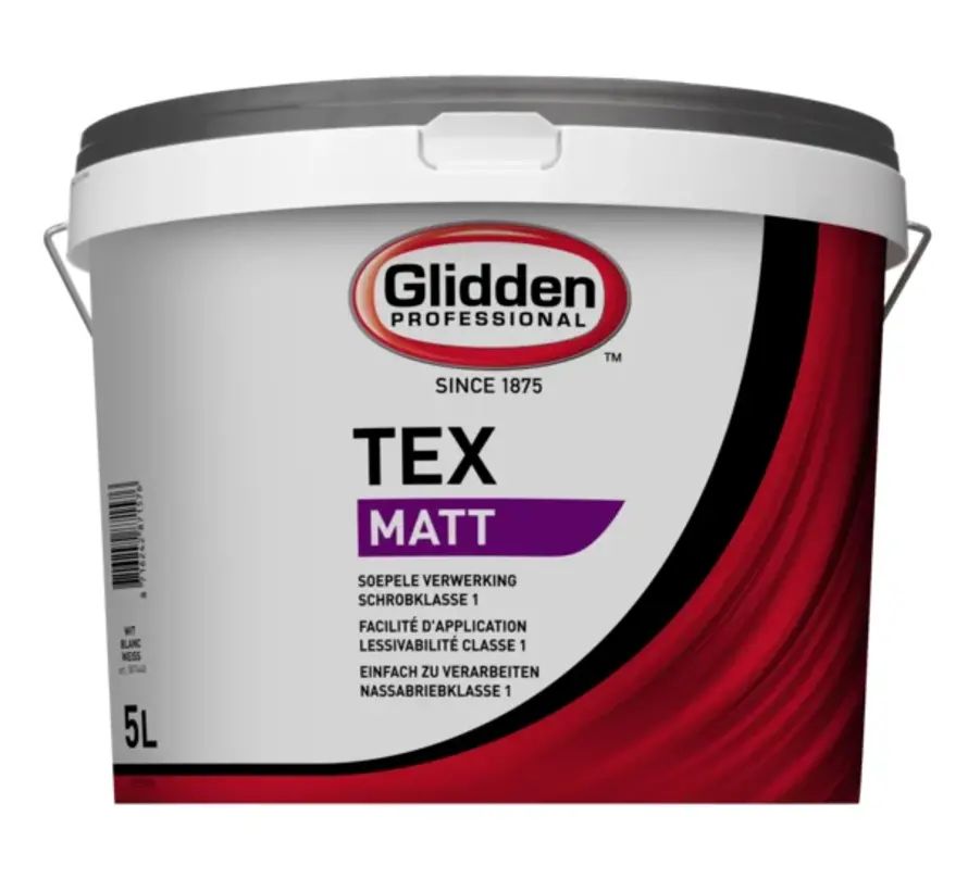 Glidden Tex Matt | Matte Muurverf en Plafondverf - 5 LTR 