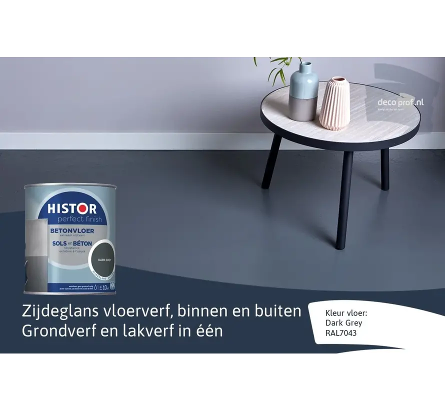 Histor Perfect Finish Betonvloer Zijdeglans Dark Grey (RAL7043) - 750 ML