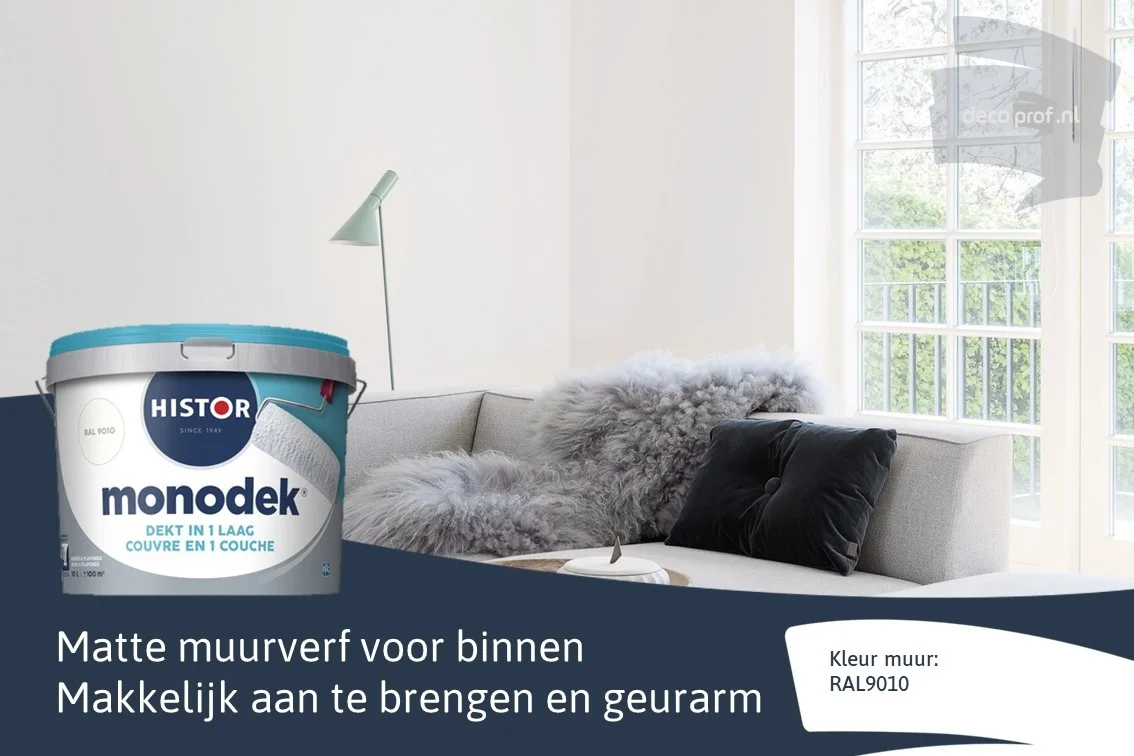 Decoprof.nl Monodek Muurverf RAL9010 | 2,5 LTR | RAL9010 aanbieding