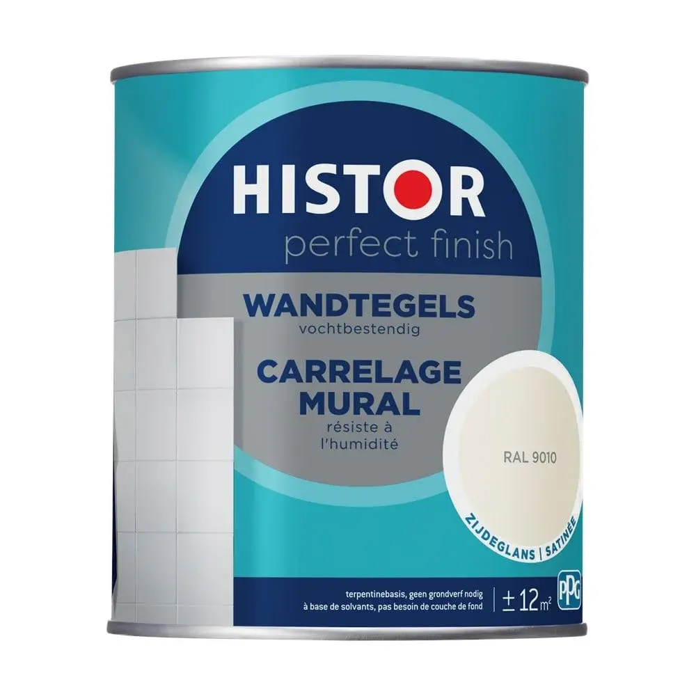 Histor Perfect Finish Wandtegels Zijdeglans RAL9010 Histor Perfect Finish Wandtegels Zijdeglans RAL9010