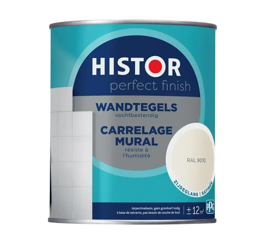 Histor Perfect Finish Wandtegels Zijdeglans RAL9010 - 750 ML