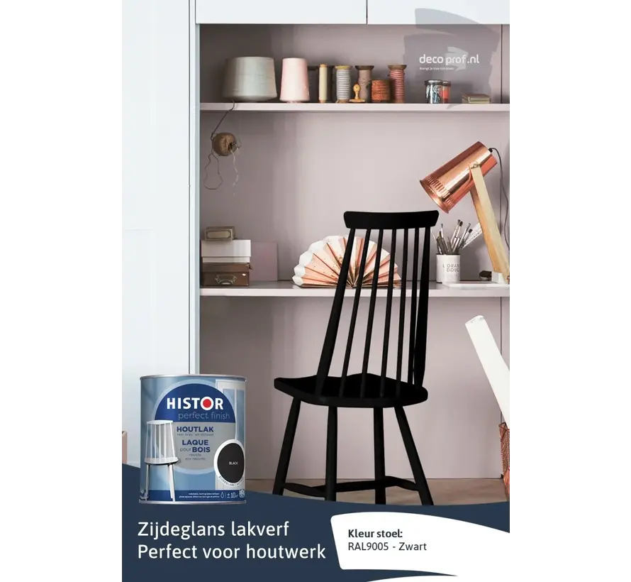 Histor Perfect Finish Houtlak Zijdeglans Zwart - 250 ML