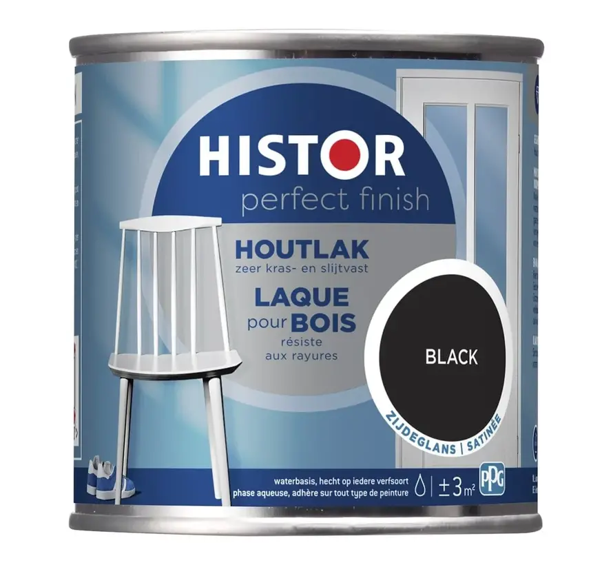 Histor Perfect Finish Houtlak Zijdeglans Zwart - 250 ML