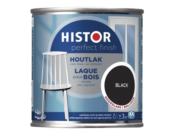 Histor Perfect Finish Houtlak Hoogglans Zwart Histor Perfect Finish Houtlak Hoogglans Zwart
