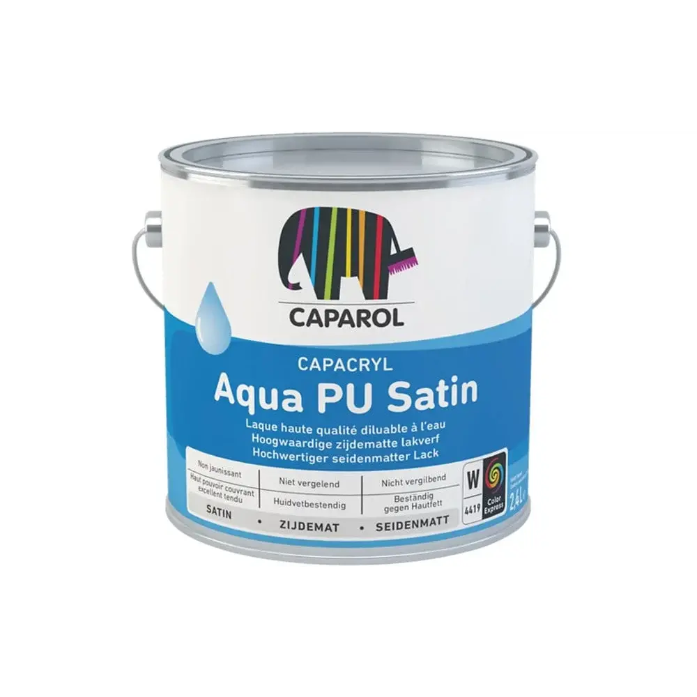 Caparol Capacryl PU-Satin 2,5L - Blanc Pur RAL 9010 - Vernis Satiné