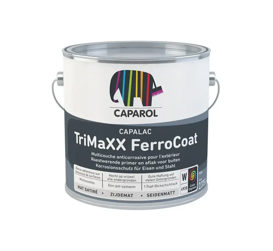 Caparol Capalac Trimaxx Ferrocoat | Zijdeglans Grondverf en Lakverf Buiten - 1 LTR 