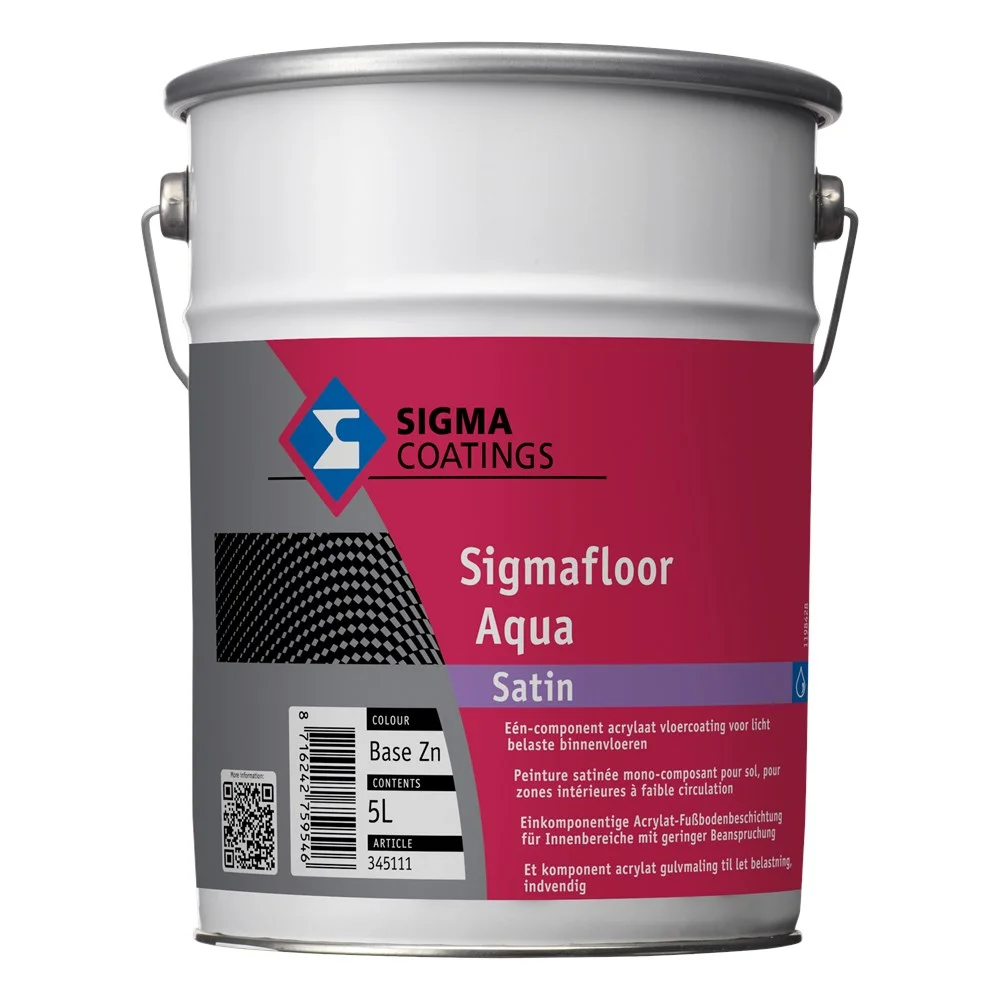 Sigmafloor Aqua Satin | Zijdeglans Vloerverf Binnen | 5 LTR | Wit