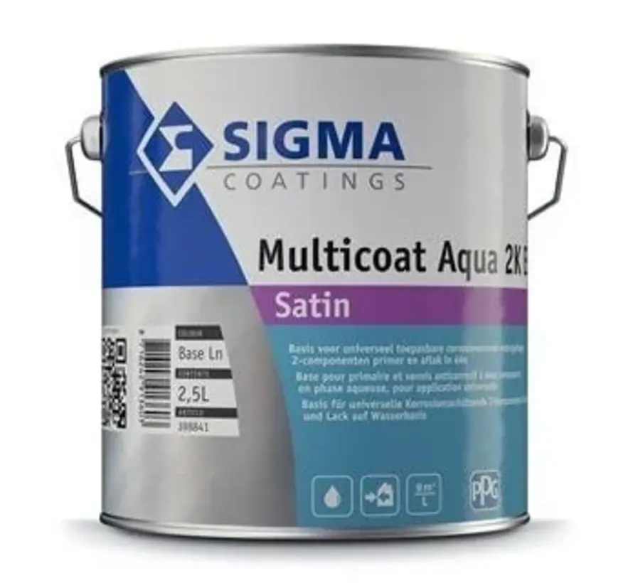 Sigma Multicoat Aqua 2K EP Satin | Zijdeglans Eén-pot-systeem Binnen & Buiten - 2,5 LTR 