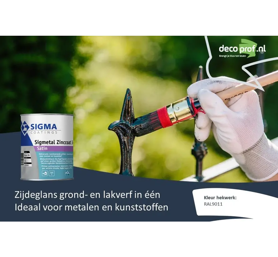 Sigma Sigmetal Zinccoat 3-in-1 Satin | Zijdeglans Grondverf en Lakverf Buiten - 1 LTR 