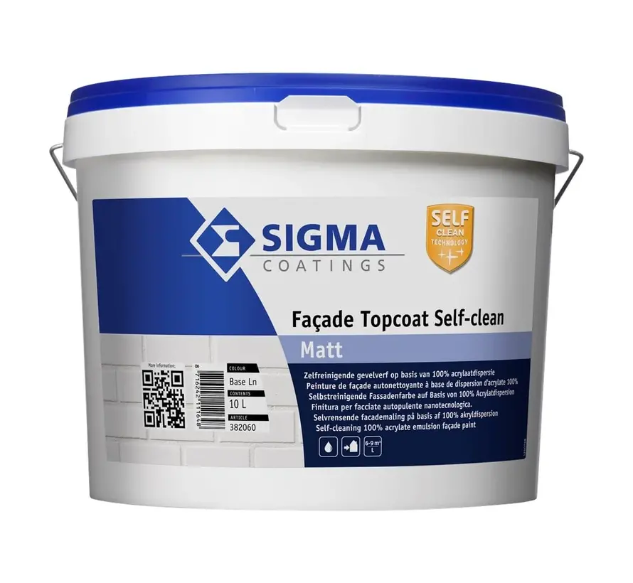 Sigma Facade Topcoat Selfclean Matt | Zelfreinigende Matte Gevelverf - 10 LTR 