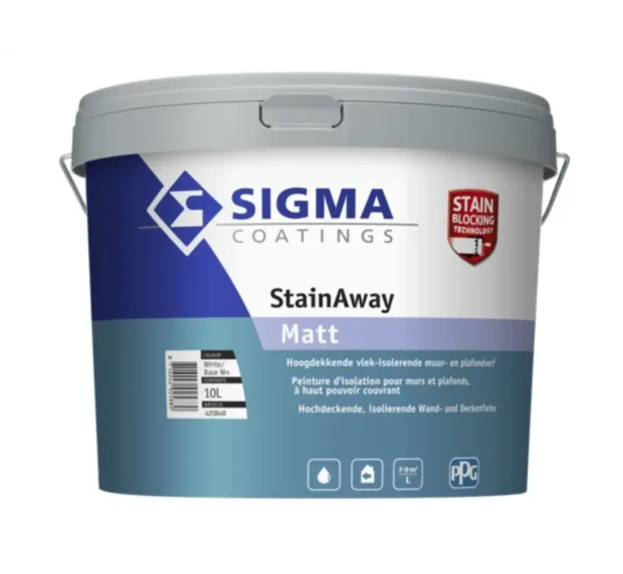 Sigma Stainaway Matt | Isolerende Muurverf en Plafondverf - 1 LTR 