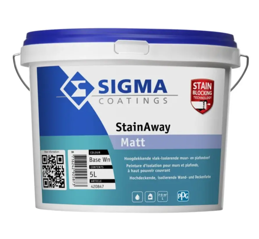 Sigma Stainaway Matt | Isolerende Muurverf en Plafondverf - 1 LTR 