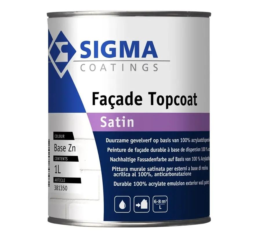 Sigma Facade Topcoat Satin | Zijdeglans Gevelverf - 1 LTR 