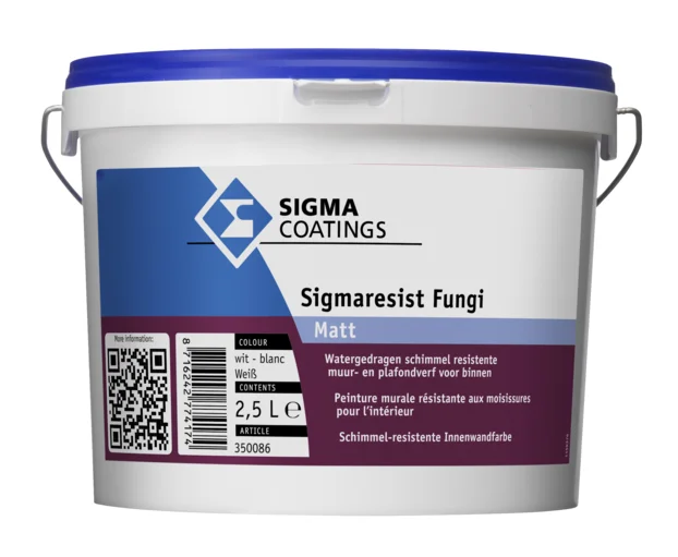 Sigmaresist Fungi Matt | Matte Schimmelwerende Muurverf | 2,5 LTR | Wit
