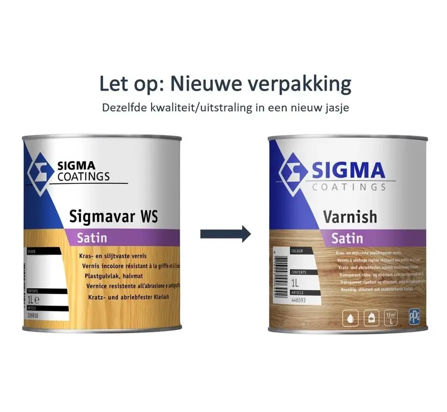 Sigma Sigmavar WS Satin | Zijdeglans Blanke Lakverf Binnen - 1 LTR 