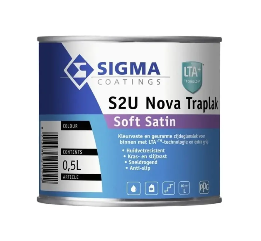 Sigma S2U Nova Traplak Soft Satin | Zijdeglans Anti-slip Trapverf - 500 ML 