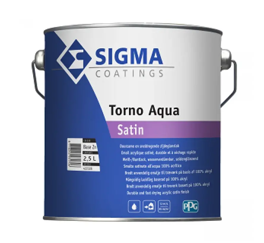 Sigma Torno Aqua Satin | Zijdeglans Lakverf Binnen & Buiten - 1 LTR 