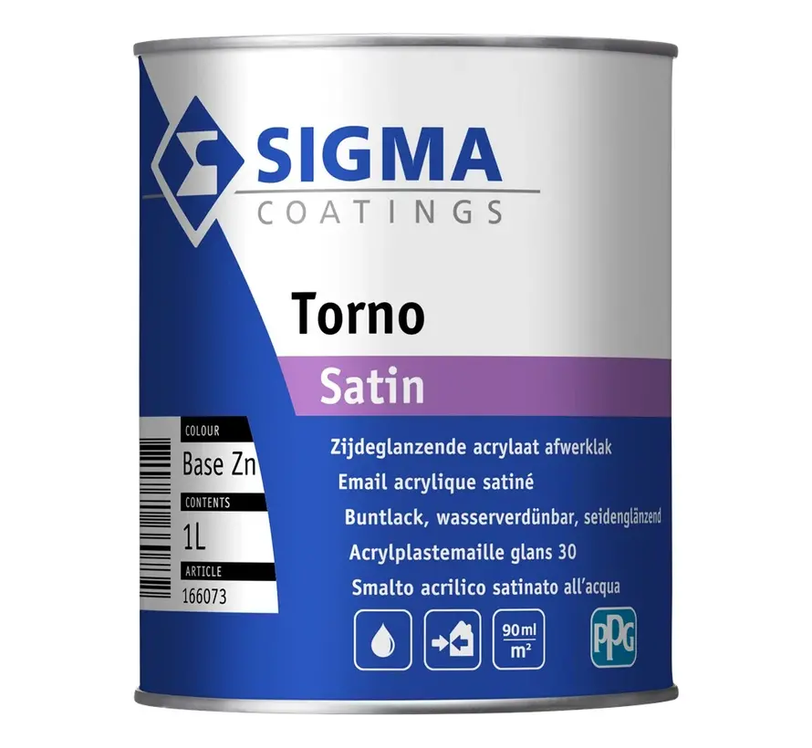 Sigma Torno Aqua Satin | Zijdeglans Lakverf Binnen & Buiten - 1 LTR 