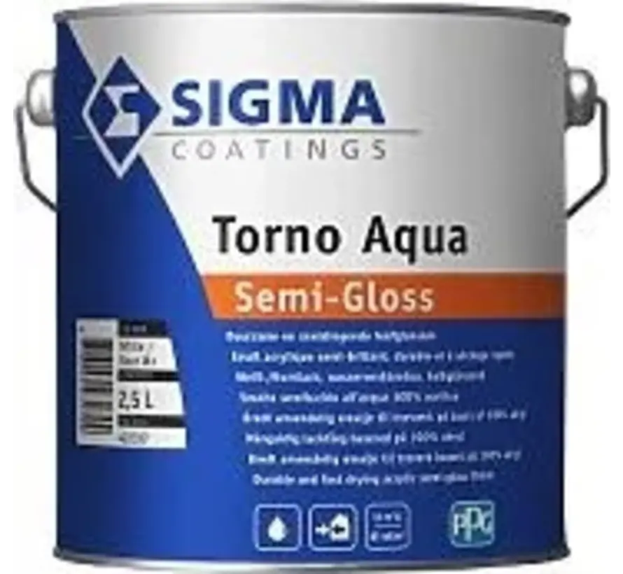 Sigma Torno Aqua Semi-Gloss | Halfglans Lakverf Binnen & Buiten - 1 LTR 