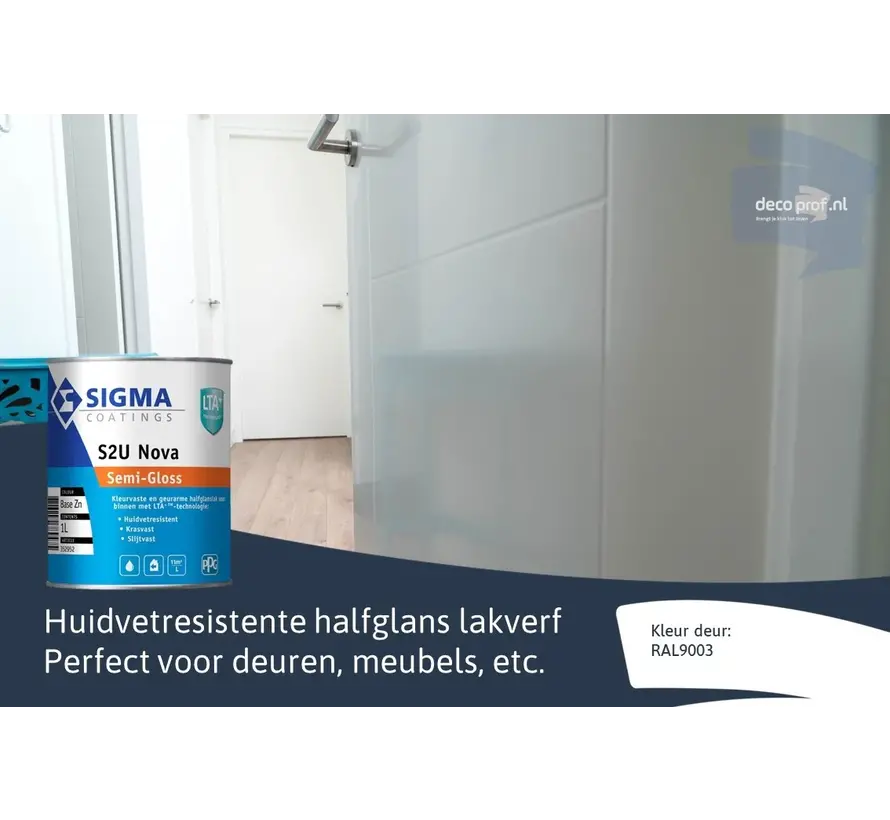 Sigma S2U Nova Semi-Gloss | Halfglans Lakverf Binnen - 1 LTR 