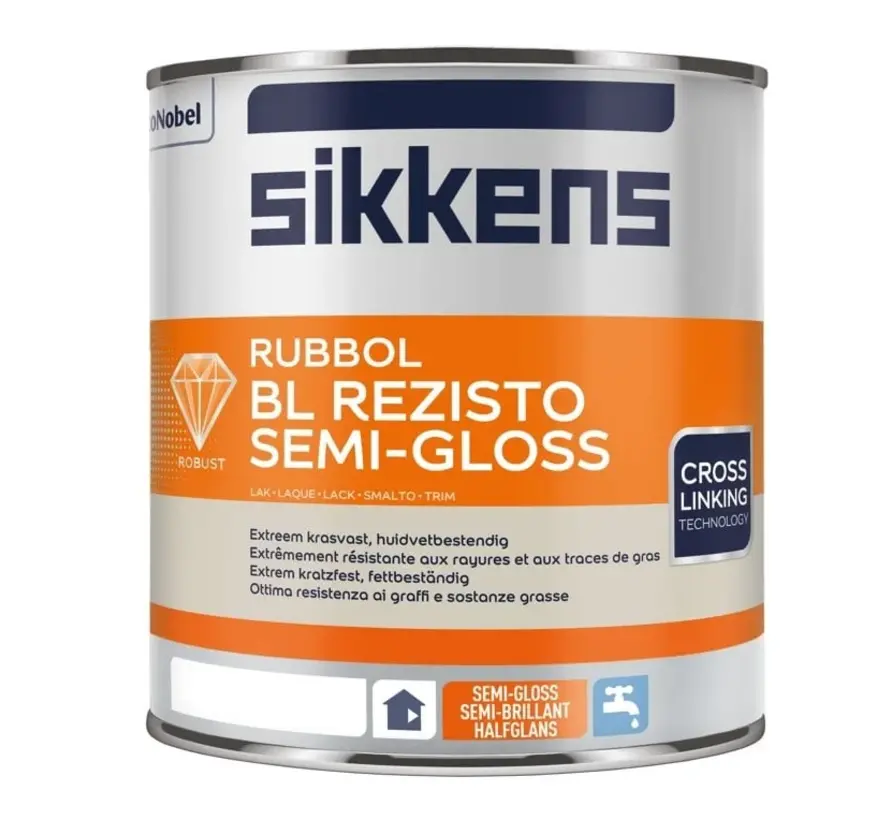 Sikkens Rubbol BL Rezisto Semi-Gloss | Halfglans Lakverf Binnen - 1 LTR 