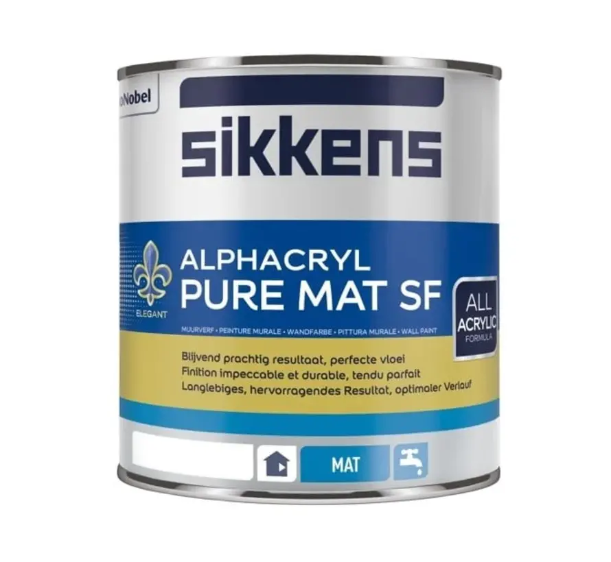 Sikkens Alphacryl Pure Mat SF | Matte Muurverf - 1 LTR 