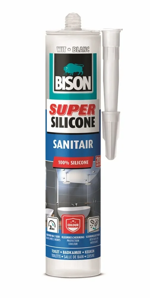 Bison siliconenkit super silicone sanitair wit 300ml