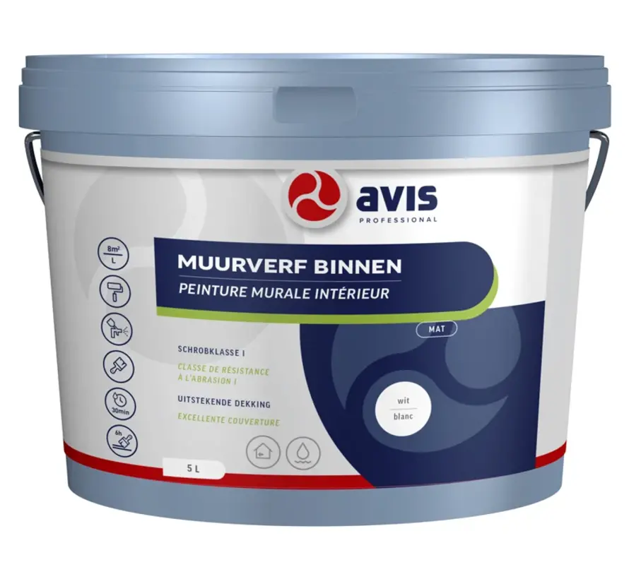 Avis Muurverf Wit - 5 LTR 