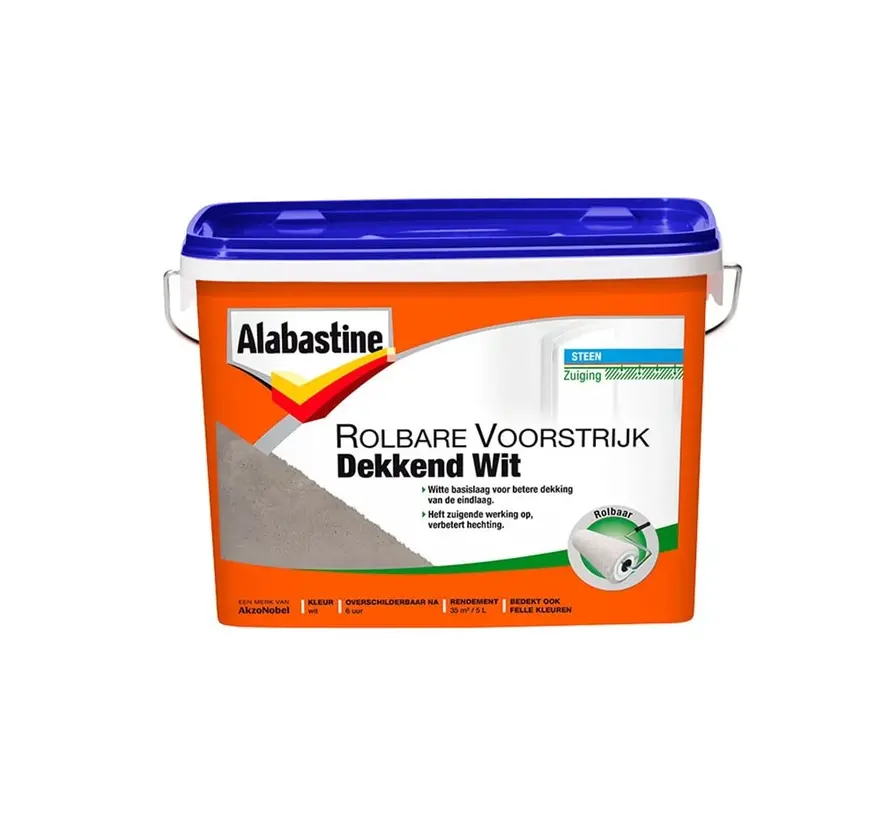 Alabastine Rolbare Voorstrijk Dekkend Wit - 5 LTR 