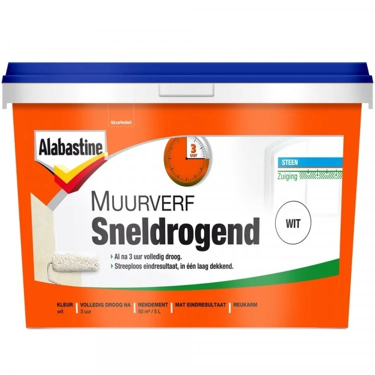 Muurverf Sneldrogend | 5 LTR | Wit