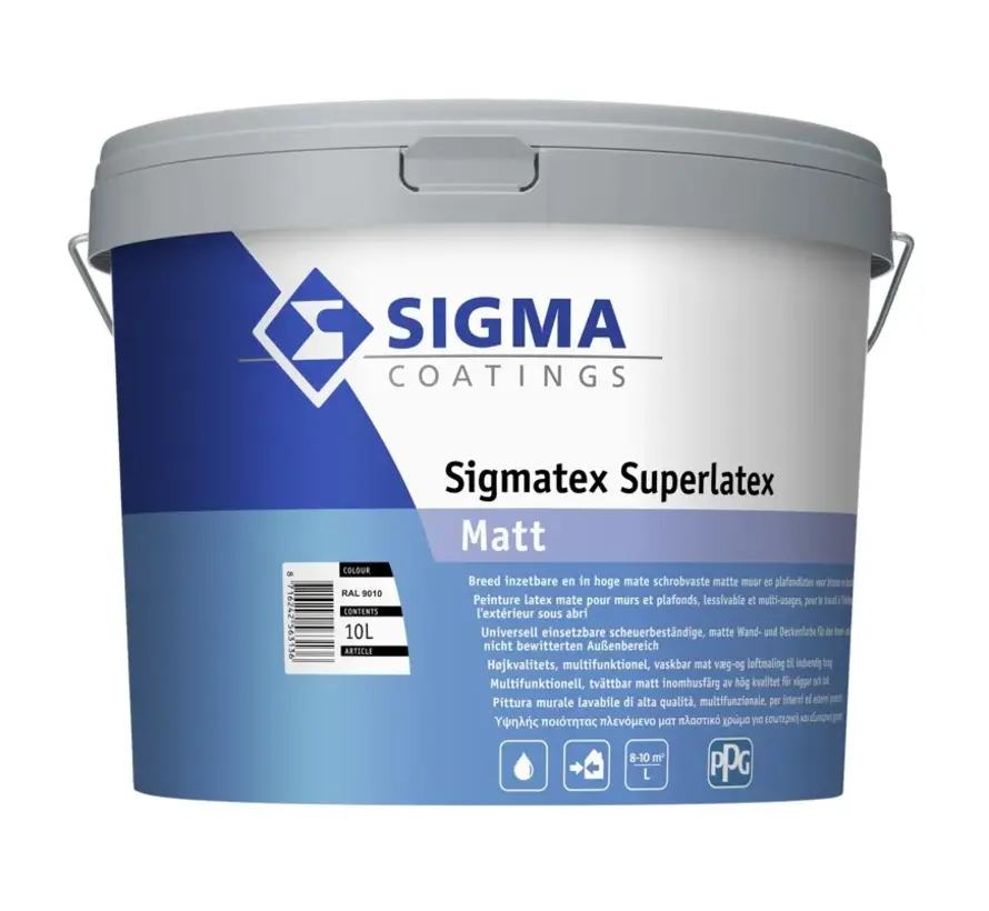 Sigma Sigmatex Superlatex Matt | Matte Muurverf en Plafondverf - 10 LTR 