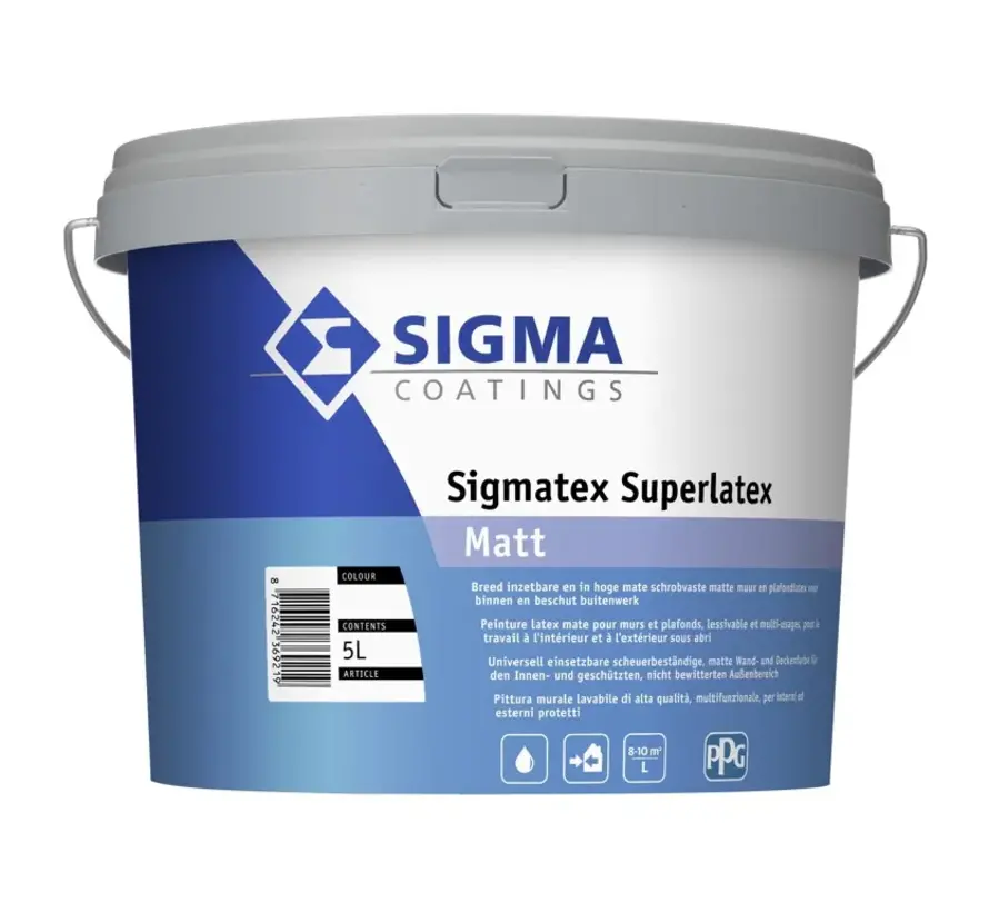 Sigma Sigmatex Superlatex Matt | Matte Muurverf en Plafondverf - 1 LTR 