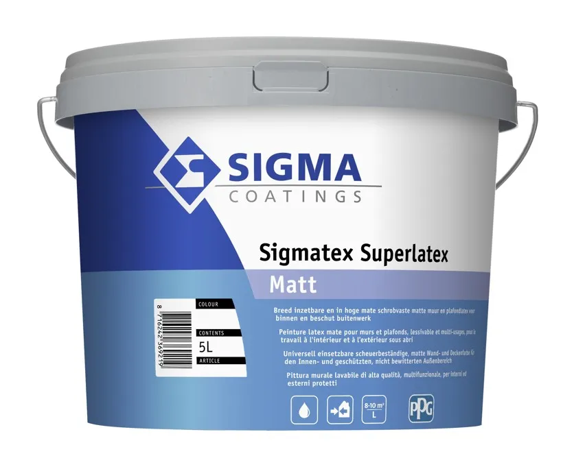 Sigmatex Superlatex Matt | Matte Muurverf en Plafondverf | 5 LTR | Wit