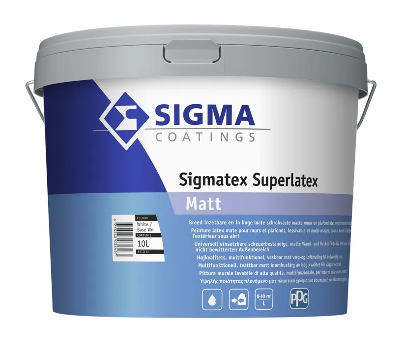 Sigmatex Superlatex Matt | Matte Muurverf en Plafondverf | 10 LTR | Wit