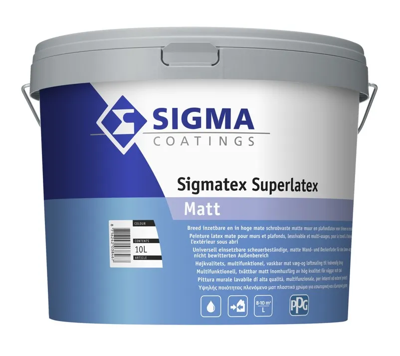 Sigmatex Superlatex Matt | Matte Muurverf en Plafondverf | 10 LTR | Lichte kleur