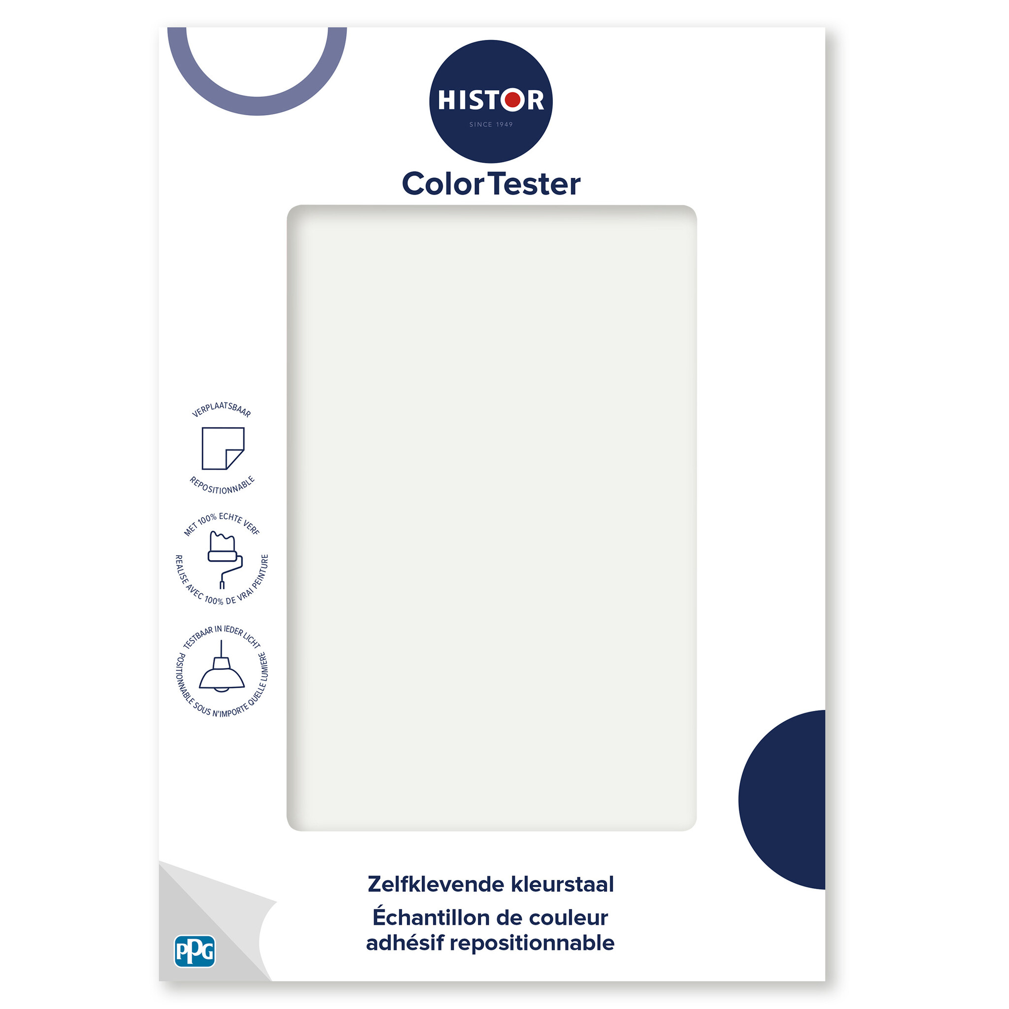 Histor Colortester Swansong PPG1001|1 | Zelfklevende Kleurstaal | A5 Formaat