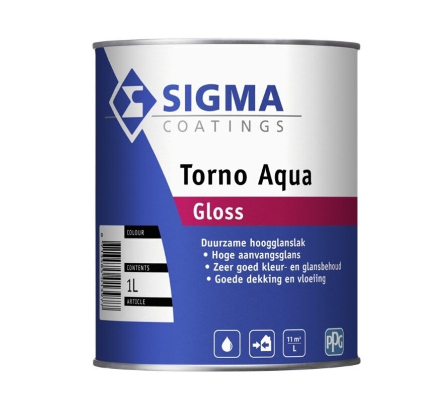 Sigma Torno Aqua Gloss | Hoogglans Lakverf Binnen & Buiten - 1 LTR 