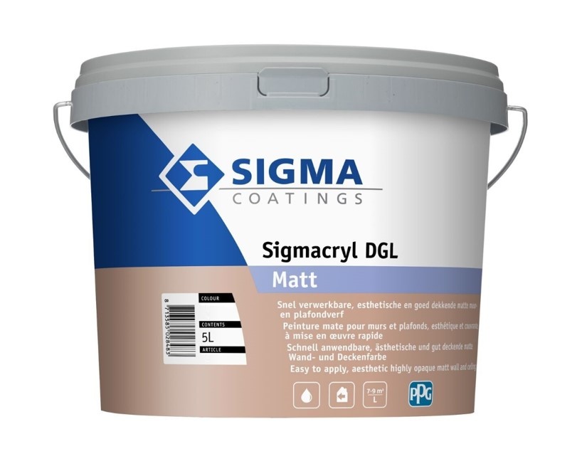 Sigmacryl DGL Matt | Matte Muurverf en Plafondverf | 5 LTR | Wit