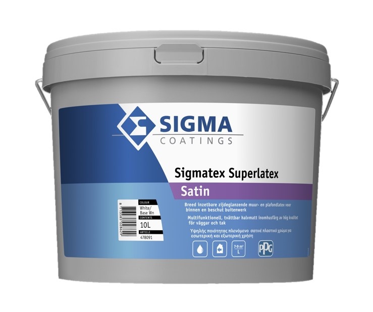 Sigmatex Superlatex Satin | Zijdeglans Muurverf en Plafondverf | 10 LTR | Wit