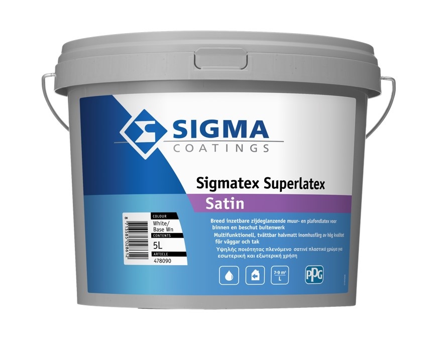 Sigmatex Superlatex Satin | Zijdeglans Muurverf en Plafondverf | 5 LTR | Wit