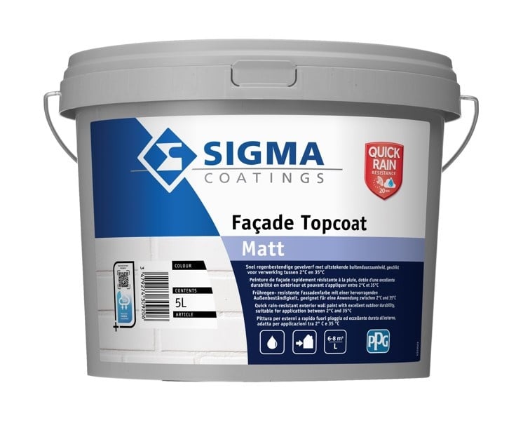 Facade Topcoat Matt QRR | Matte Gevelverf | 5 LTR | Wit