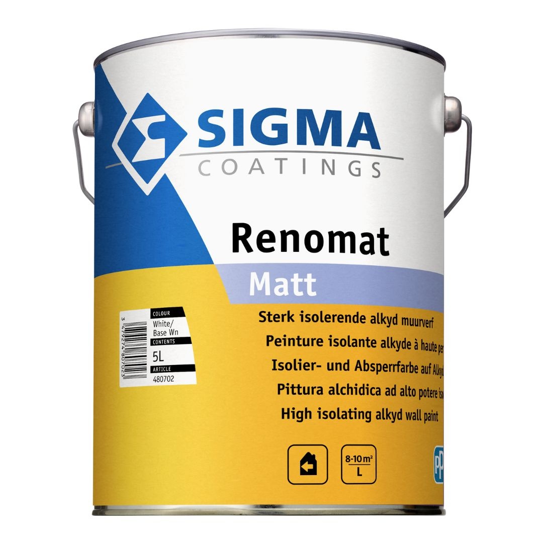 Renomat Matt | Matte Muurverf en Plafondverf | 5 LTR | Wit