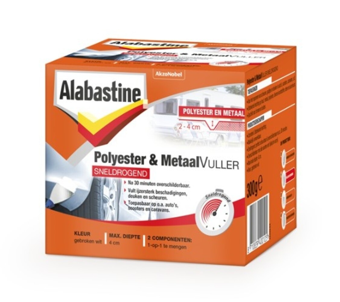Alabastine Polyester & Metaal Vuller Sneldrogend Alabastine Polyester & Metaal Vuller Sneldrogend
