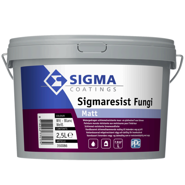 Sigmaresist Fungi Matt | Matte Schimmelwerende Muurverf | 2,5 LTR | Wit