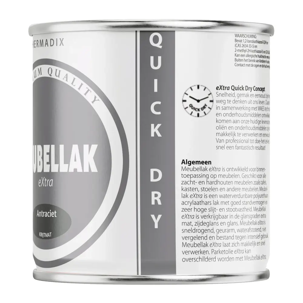 Hermadix Meubellak Extra Krijtmat Antraciet Hermadix Meubellak Extra Krijtmat Antraciet