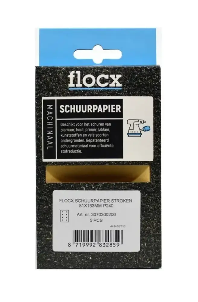 Flocx Schuurpapier Stroken 81 x 133 mm Flocx Schuurpapier Stroken 81 x 133 mm