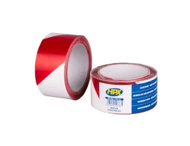 Afzetlint Wit/Rood 100 mtr | 1 ST | 50 mm